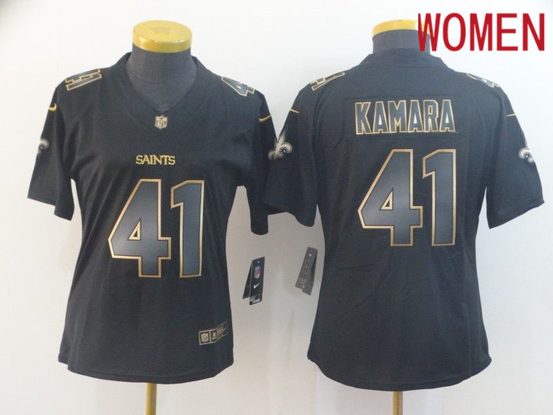 Women New Orleans Saints #41 Kamara Nike Vapor Limited Black Golden NFL Jerseys